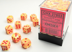 Chessex Dice: 12mm D6 36ct Festive Sunburst Red CHX27853